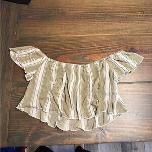 Forever 21 Striped Cream and Tan Crop Top